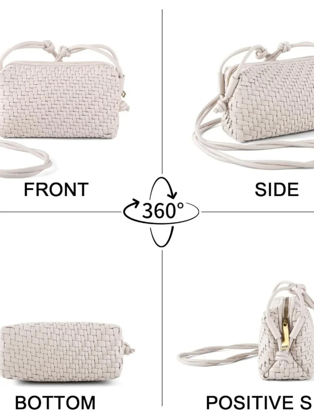 Woven Crossbody Bags for Women, Small Cross Body Braided Purse, Trendy Vegan Lea - Picture 6 of 7